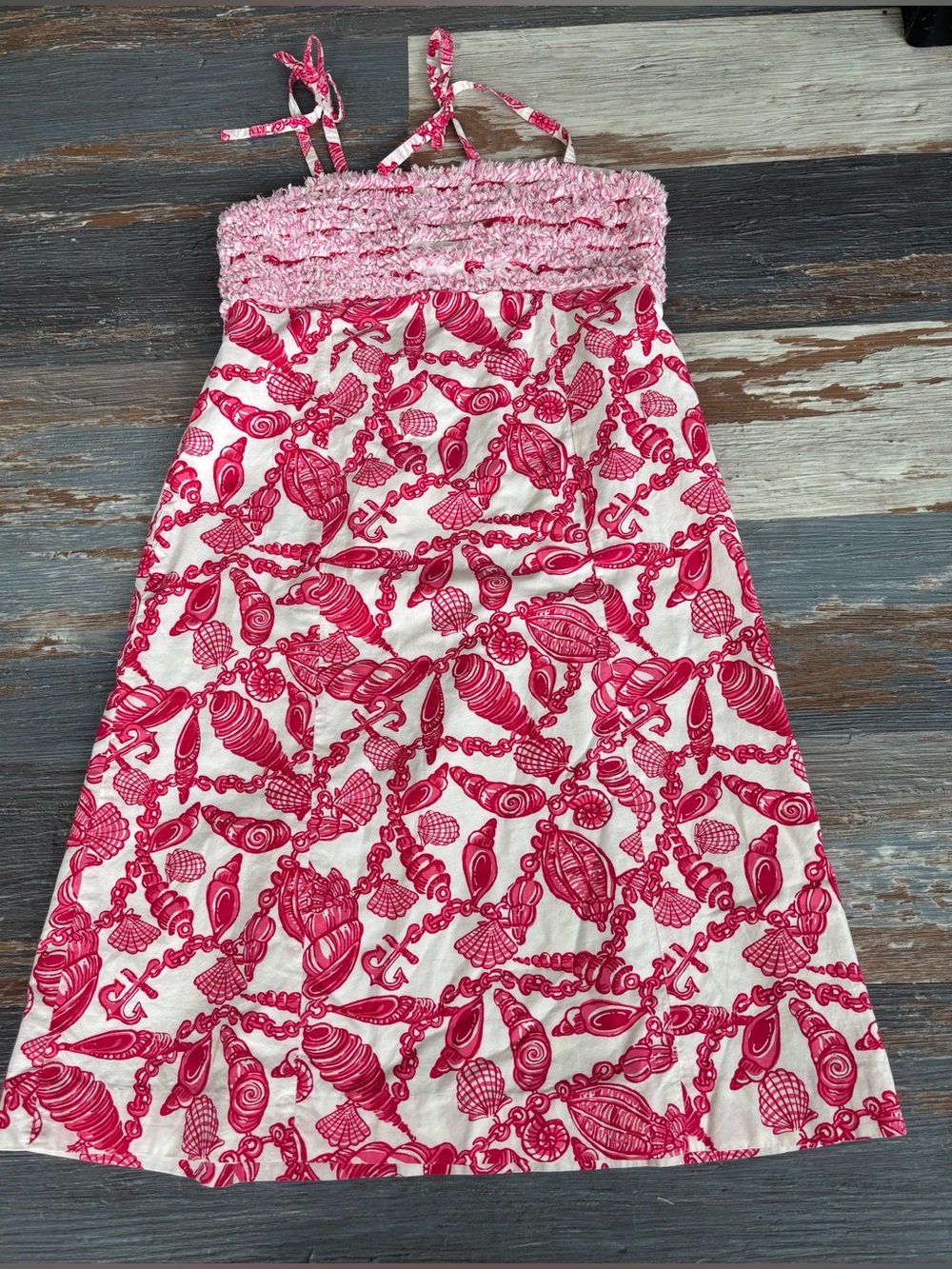 Lilly Pulitzer Girls Pink Shell-Print A-Line Sundress Size 16